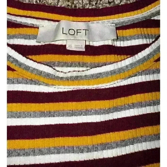Loft Sleeveless Stretch Dress Striped Multicolor Slits Midi Size XS - Picture 4 of 8
